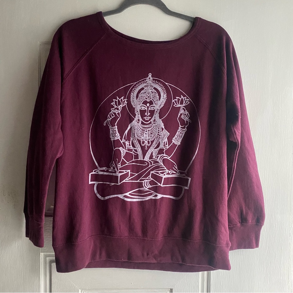 Upper Playground women’s size M long raglan sleeve pullover sweatshirt burgundy